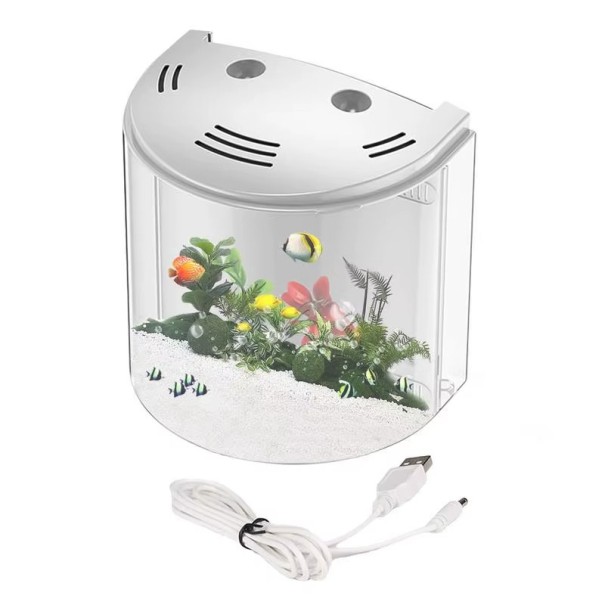 Akvárium s LED osvetlením a filtračným systémom 20 x 20 x 14 cm Moderný akvarijný set Malé akvárium s filtrom Štýlová nádrž pre ryby