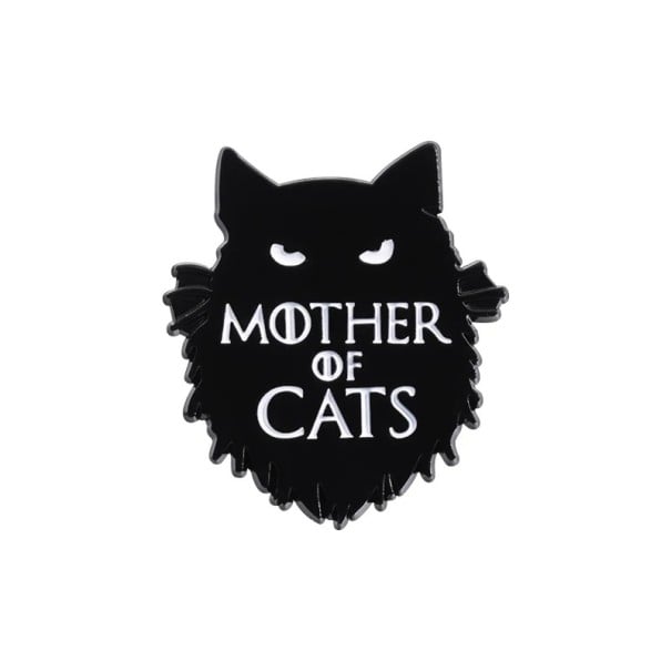 Alfinete esmaltado gato com a inscrição Mother of Cats aproximadamente 2,8 × 2,5 cm distintivo preto de broche animal para lapela mochila roupa 1