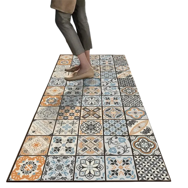 Alfombra antideslizante 50x160 cm Estilo retro Felpudo absorbente para cocina baño salón Corredor decorativo Revestimiento de suelo absorbente 1