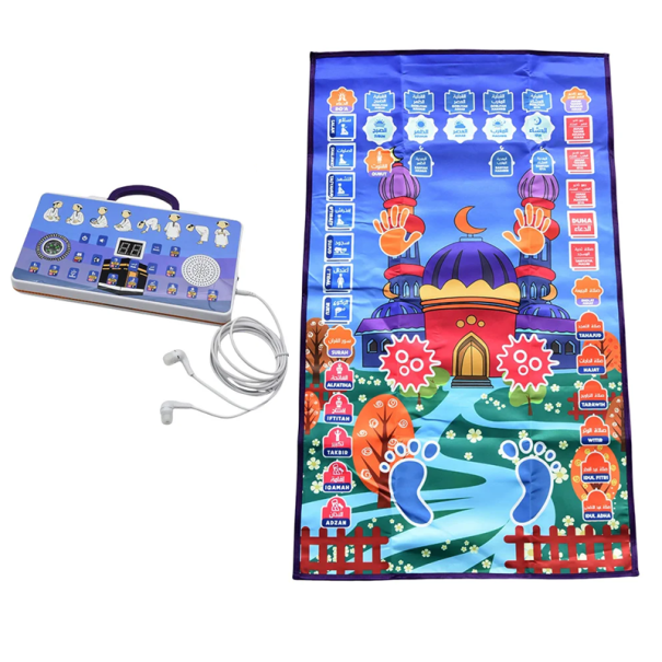 Alfombra de oración interactiva de 100 x 60 cm, almohadilla parlante electrónica con altavoz y brújula, ayuda educativa para el aprendizaje de la oración. 1