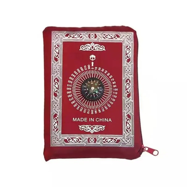 Alfombra de oración portátil de 100 x 60 cm, tapete de viaje con esquinas antideslizantes, diseño plegable, bolsillo con brújula, para orar en casa y al aire libre. rojo