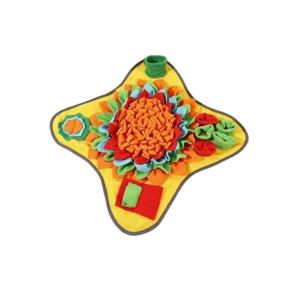 Alfombra olfativa para perros 48 x 48 cm Alfombra de fieltro para golosinas para alimentación lenta y entrenamiento olfativo interactivo amarillo