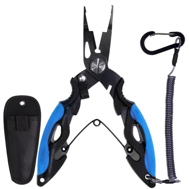 Alicate de pesca multifuncional 12,5x7 cm em aço inoxidável 420 Cortador de linha Removedor de anzóis Tesouras de pesca para exterior Acessórios azul escuro