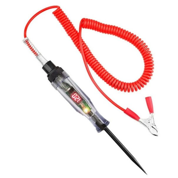 Alicate de teste de tensão para automóveis 6V–24V Caneta de teste eléctrico Diagnóstico de circuitos Ponta metálica Corpo em ABS Ferramenta de medição para reparação de veículos 1