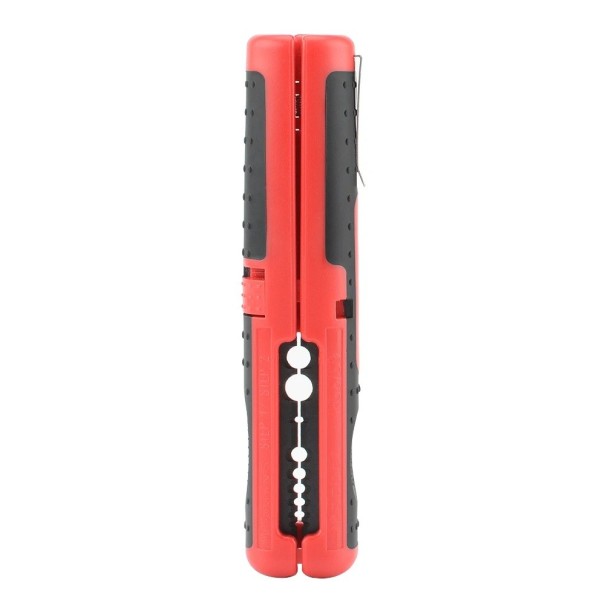 Alicate multifuncional de decapagem 12,4x2,5 cm para cabos e fios Ferramenta manual em ABS e aço carbono Cabo antiderrapante Clip portátil Caneta vermelho