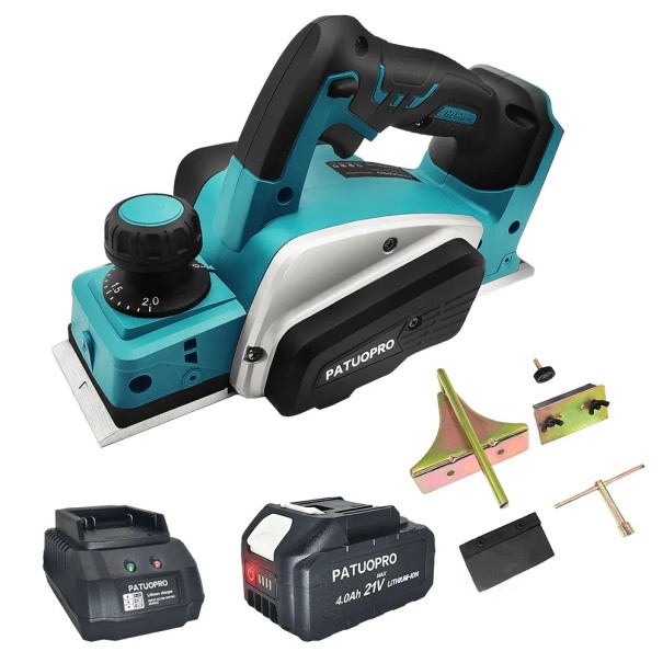 Alicates eléctricos de madera a batería con batería de 4,0 Ah y cargador azul-negro herramienta manual para taller y carpintería 1