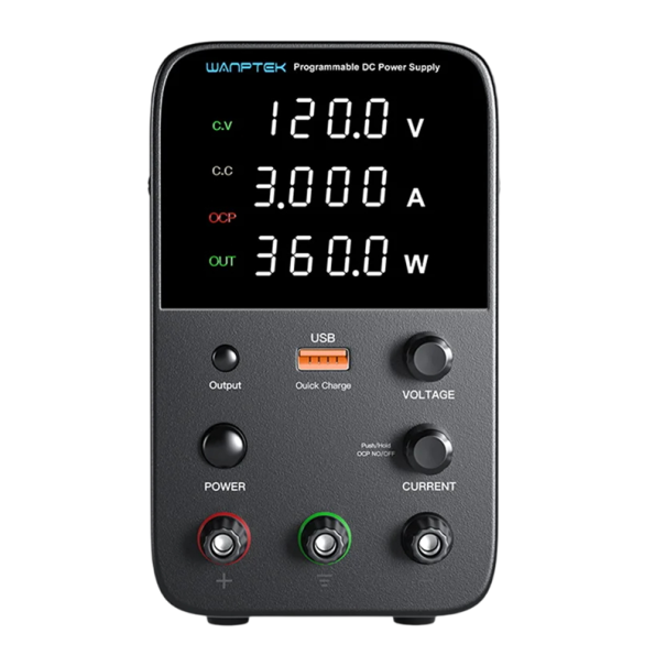 Alimentatore da laboratorio nero 120V 3A 360W Fonte DC regolabile Protezione OCP OVP Display LED Interruttore di uscita Ventola di raffreddamento 1