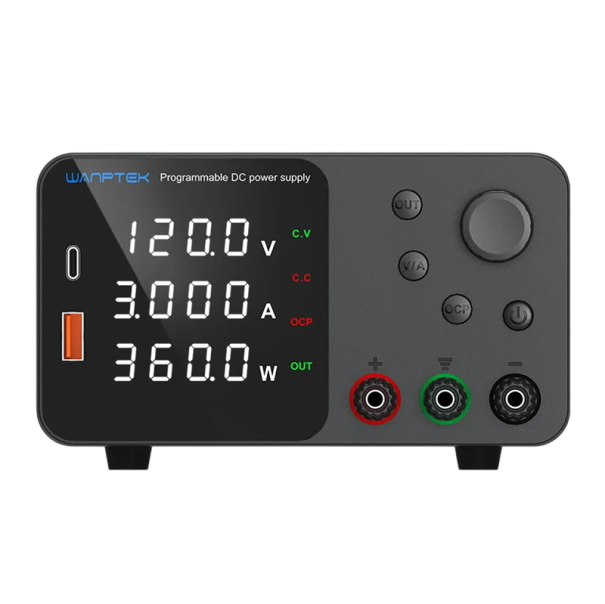 Alimentatore da laboratorio orizzontale 120V 3A 360W Fonte DC regolabile Protezione OVP OCP Display LED Ventola di raffreddamento Interruttore di uscita 1