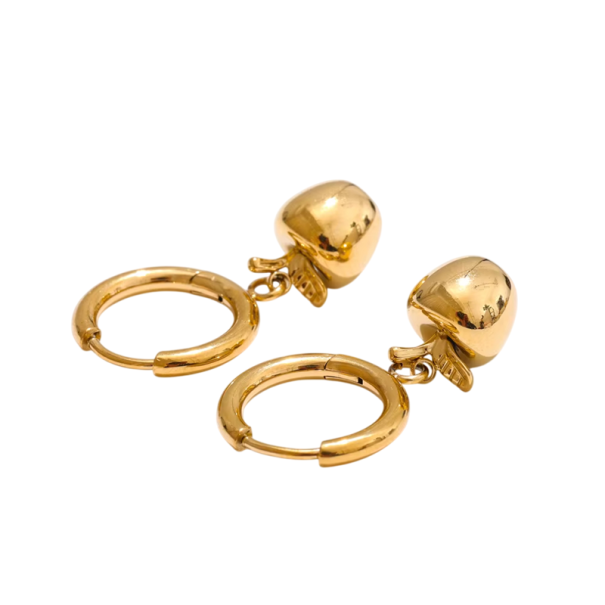 Alma design fülbevaló 26 x 14 mm Rozsdamentes acél Szennyeződésálló Divatos ékszer Gyümölcs motívum Elegáns kiegészítő arany