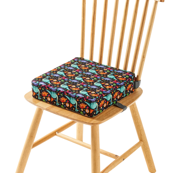 Almofada ajustável para crianças 32x32x8 cm Almofada de assento com almofadas removíveis em fibra de poliéster Padrão dinossauros Aumento para a mesa 1