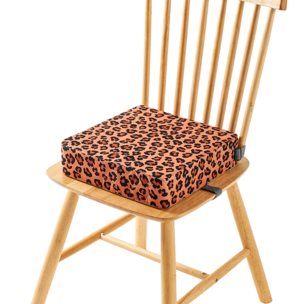 Almofada de Criança Ajustável 32x32x8 cm Almofada de Assento em Fibra de Poliéster com Almofadas Removíveis Padrão de Leopardo Aumento para a Mesa de Jantar 1