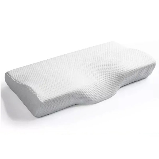 Almofada de viagem ortopédica em espuma viscoelástica com formato ergonómico para suporte da coluna cervical 50x30x10 cm 1