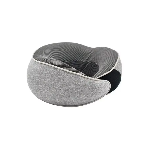 Almofada de viagem para o pescoço em espuma de memória 350 g Almofada ergonómica macia para avião e carro Apoio para a cabeça e coluna cinzento