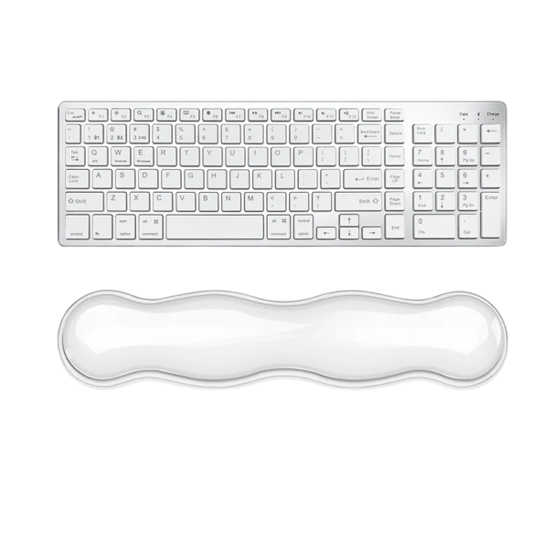 Almofada ergonómica de silicone para pulsos 36 x 8 cm para escrever no teclado Apoio longo para as mãos Prevenção de dores no escritório branco