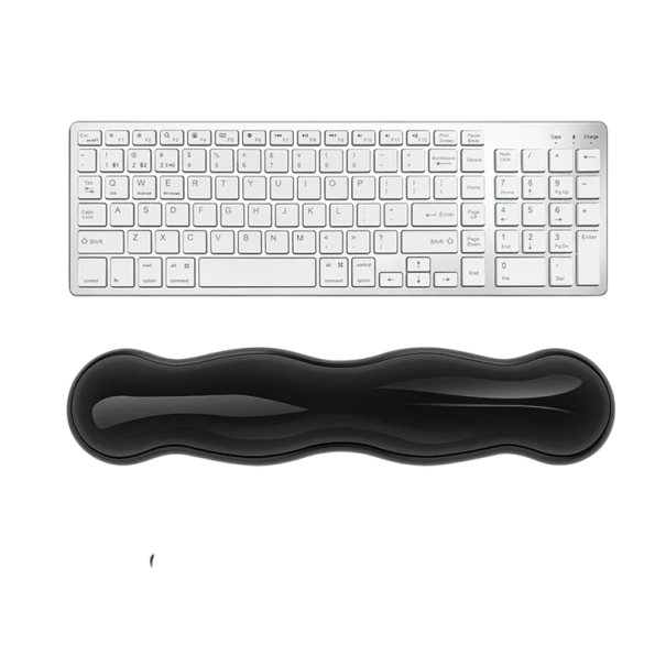 Almofada ergonómica de silicone para pulsos 36 x 8 cm para escrever no teclado Apoio longo para as mãos Prevenção de dores no escritório preto