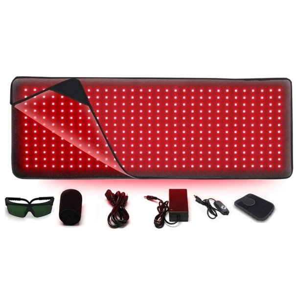 Almofada Terapêutica 80x30cm com Luz Vermelha 660nm 850nm 360 LED Terapia Muscular Alívio da Dor Apoio à Circulação Sanguínea Temporizador Ajustável 1