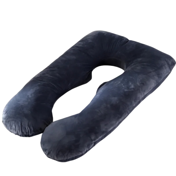 Almohada de embarazo de 120 x 70 cm, en forma de U, longitudinal, para todo el cuerpo, ergonómica, cómoda, transpirable, lavable, con funda de cremallera negro