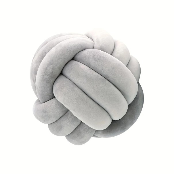 Almohada decorativa en forma de nudo Bola para cama o sofá Accesorio de diseño suave elaborado en felpa Relleno de fibra hueca Textiles para el hogar gris
