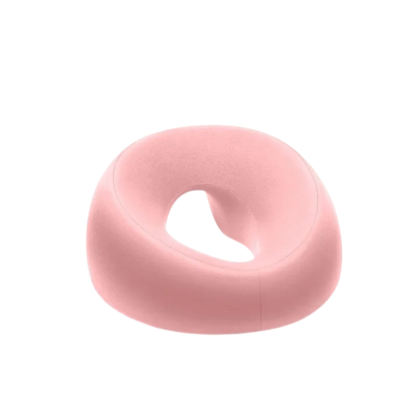 Almohada ergonómica de espuma viscoelástica de 26 x 13 x 6 cm para dormir en el escritorio, almohada de masaje cosmética, soporte para la cabeza de poliéster rosa