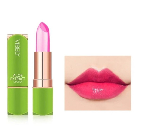 Aloe Vera hydratačný rúž Dlhotrvajúci výživný balzam Lesk na pery meniace farbu Purplish red