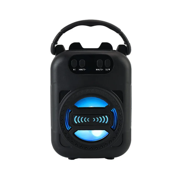 Altoparlante Karaoke Bluetooth 5.0 Senza Fili Portatile Stereo Doppio Luce LED Radio FM Bassi Potenti 500mAh Audio Domestico 1