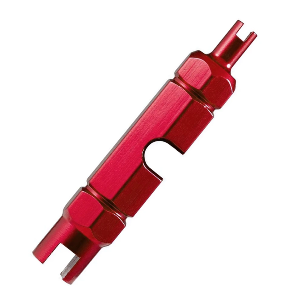Aluminium gereedschap voor het demonteren van Presta en Schrader ventielen 55 x 9,7 mm Nauwkeurige ventieldemontage Cyklistiek accessoires rood