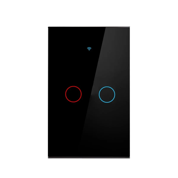 Älykäs kosketusseinäkytkin 12 x 7,2 cm 2-osainen LED WiFi Bluetooth Ääniohjaus Alexa Google Home Karkaistusta lasista valmistettu PC-paneeli Valkoinen musta