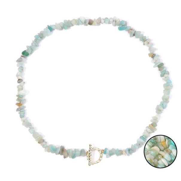 Amazonite Necklace Length 45 cm Adjustable Turquoise Stones Chain in Gold Colour Ring Clasp Zinc Alloy For Parties and Everyday Wear 1
