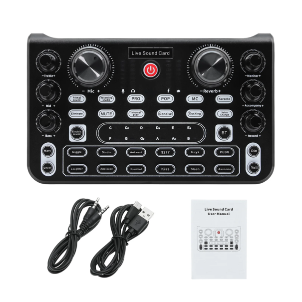 Ammattimainen äänikortti 17,5 x 10,8 x 4 cm Live audio sekoituspöytä USB-C USB-A Kaapeli Ääniliitäntä nauhoittamiseen ja suoratoistoon 1