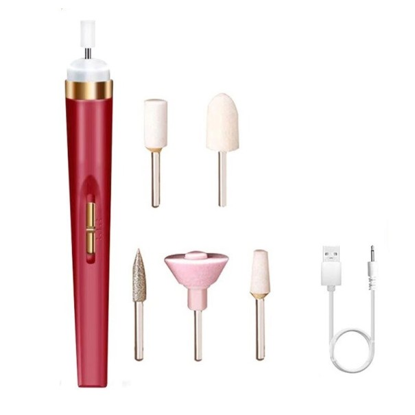 Amoladora de uñas eléctrica con accesorios rojo