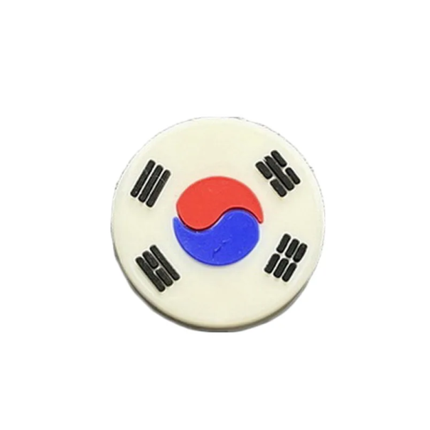 Amortisseur de vibrations pour raquette de tennis Accessoire rond antivibrations avec motif du drapeau de la Corée du Sud 1