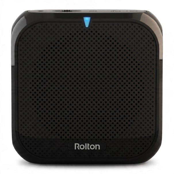 Amplificateur vocal Rolton avec microphone à serre-tête Haut-parleur portable avec clip Microphone mini câble 85 x 85 x 34 mm Pour amplification noir