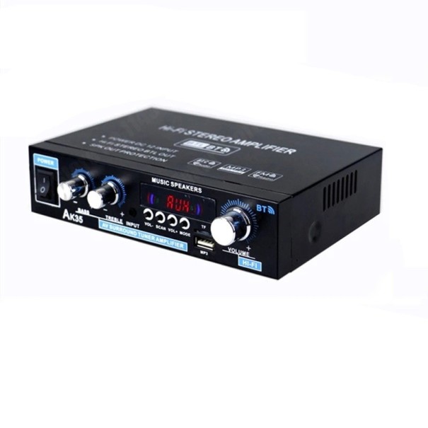 Amplificatore stereo Hi-Fi Bluetooth AK35 con radio USB SD AUX Telecomando riproduttore audio a 2 canali per la casa o l'auto 1