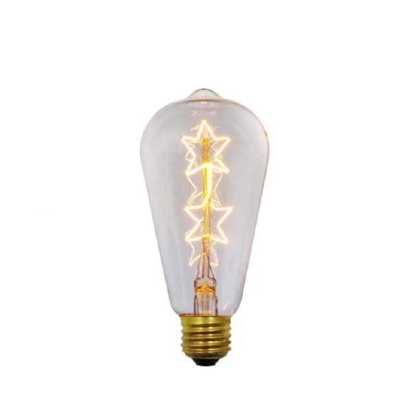 Ampoule décorative étoilée ST64 Douille E27 40 W 220 V Angle d'éclairage 360° Verre transparent Dimensions 142 x 64 mm Pour lustre et luminaire 1