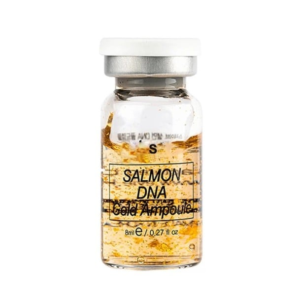 Ampule Salmon DNA Gold pro péči o stárnoucí pleť, podporu regenerace tkání a buněčné obnovy pokožky, 8 ml, ve skleněné lahvičce 1