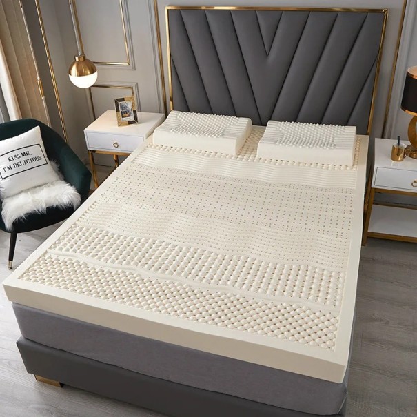 Anatomische Latexmatratze mit reliefierter Oberfläche 90x200x5 cm Naturkautschuk Beige für klassische Einzelbetten und Kinderzimmer