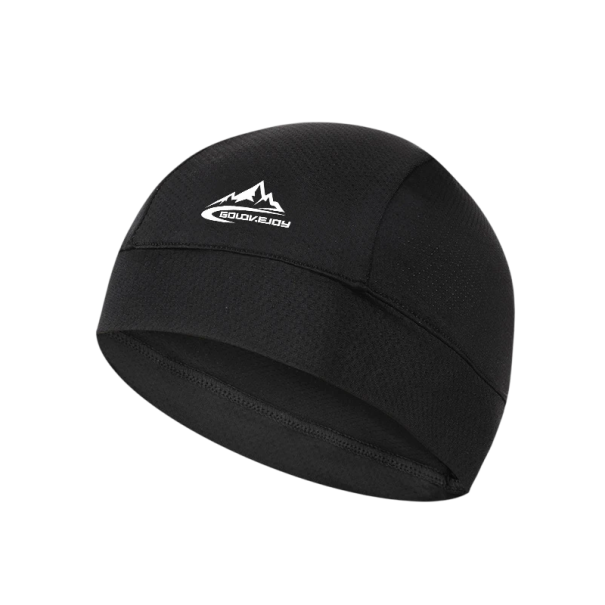 Åndbar sports cap under hjelmen, der leder sved væk Cyklistisk løbe cap Funktionel let hurtigttørrende sportsband sort