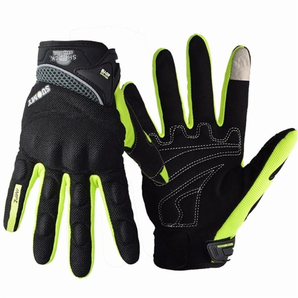 Åndbare motorcykelhandsker med fuld finger, unisex, racingstil, skridsikre sportshandsker, stilfulde, holdbare og slidstærke design grøn XL