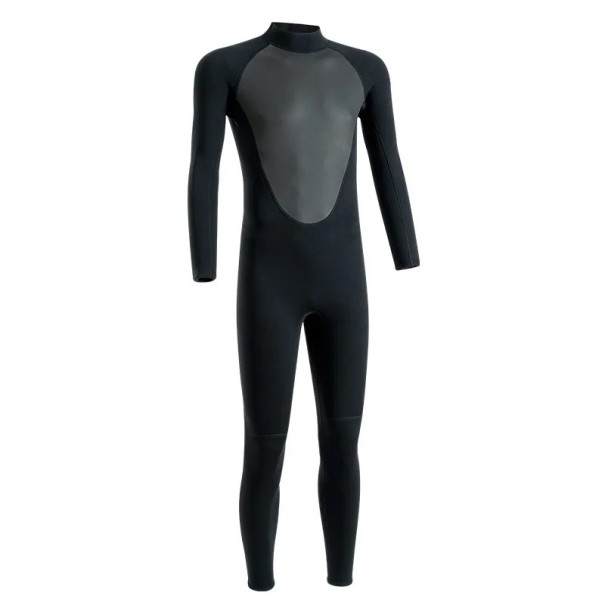 Ανδρική μαύρη στολή από νεοπρέν με φερμουάρ στην πλάτη και μακριά μανίκια για κατάδυση, σνόρκελινγκ και θαλάσσια σπορ M