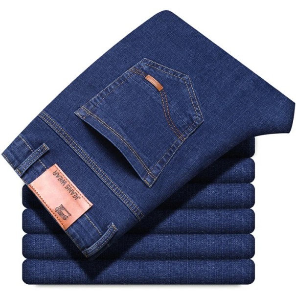 Ανδρικό άνετο τζιν παντελόνι Slim Fit ελαστικά τζιν για άνδρες Στενός κόψιμο μοντέρνα εμφάνιση Στυλάτα καθημερινά παντελόνια με ελαστική μέση μπλε 38