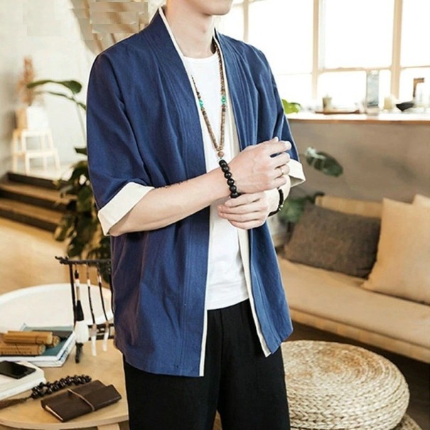 Ανδρικό cardigan F837 σκούρο μπλε M