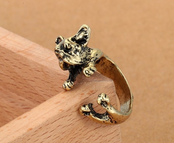 Anel de cão para senhora J1844 dourado