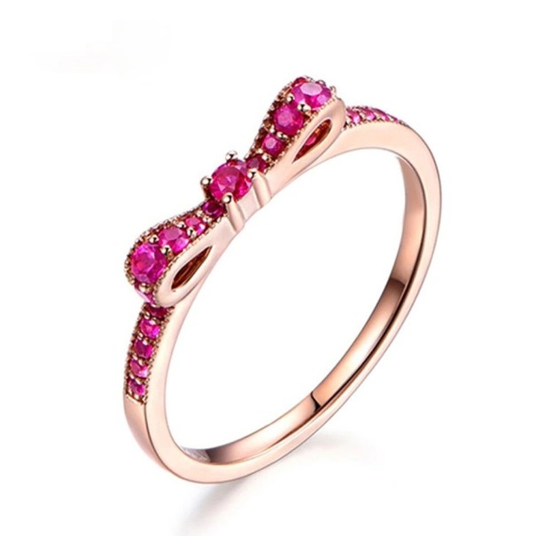 Anel feminino com laço D1845 rosa escuro 12