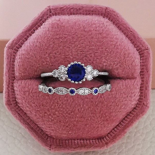 Anello da donna 2 pezzi D939 blu scuro 6