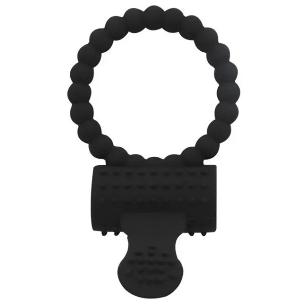 Anello di silicone con accessorio vibrante per la stimolazione del clitoride impermeabile. Confezione discreta nero