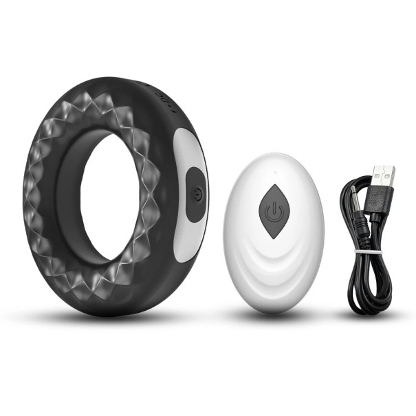 Anello erezionale vibrante in silicone di 7 cm di diametro con 10 modalità di vibrazione, ricarica USB e design impermeabile, confezione discreta 1