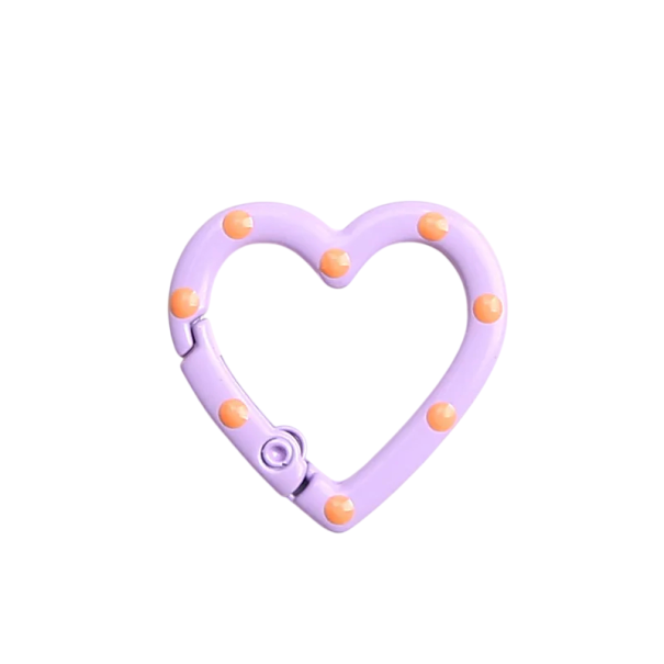Anello portachiavi 2,5 cm Cuore con pois Lega metallica Ciondolo metallico Anello rigido Decorazione per chiavi Borsa Zaino viola