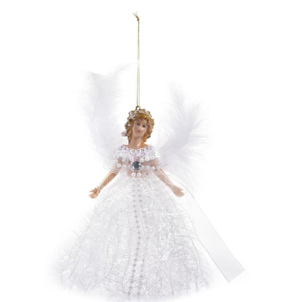 Ángel decorativo con plumas. blanco