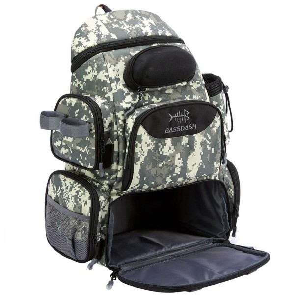 Angelgeräte-Rucksack, 50 x 40 x 20 cm, wasserdicht, Angelausrüstungs-Rucksack, geräumiger Fisch-Organizer, tragbare Angelgeräte-Tasche, Angelzubehör tarnfarbe