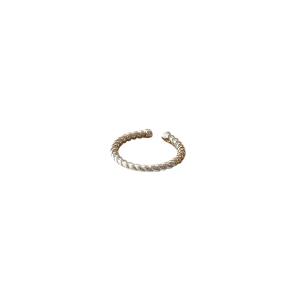 Anillo abierto ajustable para mujeres Tamaño universal Diseño trenzado grabado Motivo de dos cuerdas Joyería minimalista delicada 1
